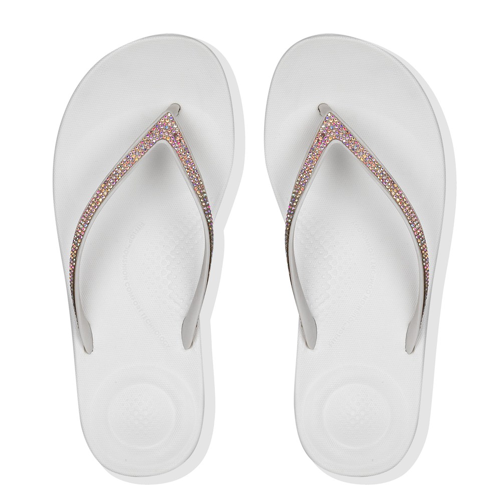 Fitflop Womens Flip-flops White - Iqushion Sparkle Ergonomic - EA3758942